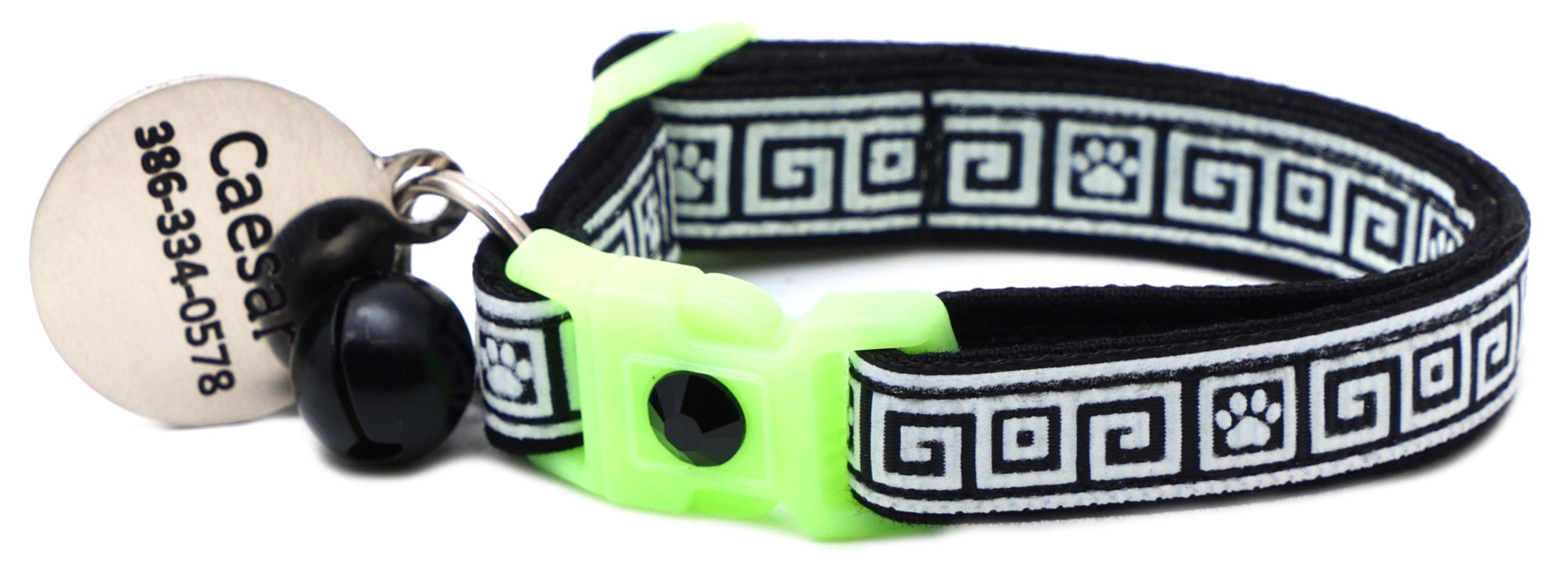 Greek Key Glow-in-the-Dark Breakaway Cat Collar — 8 Colors