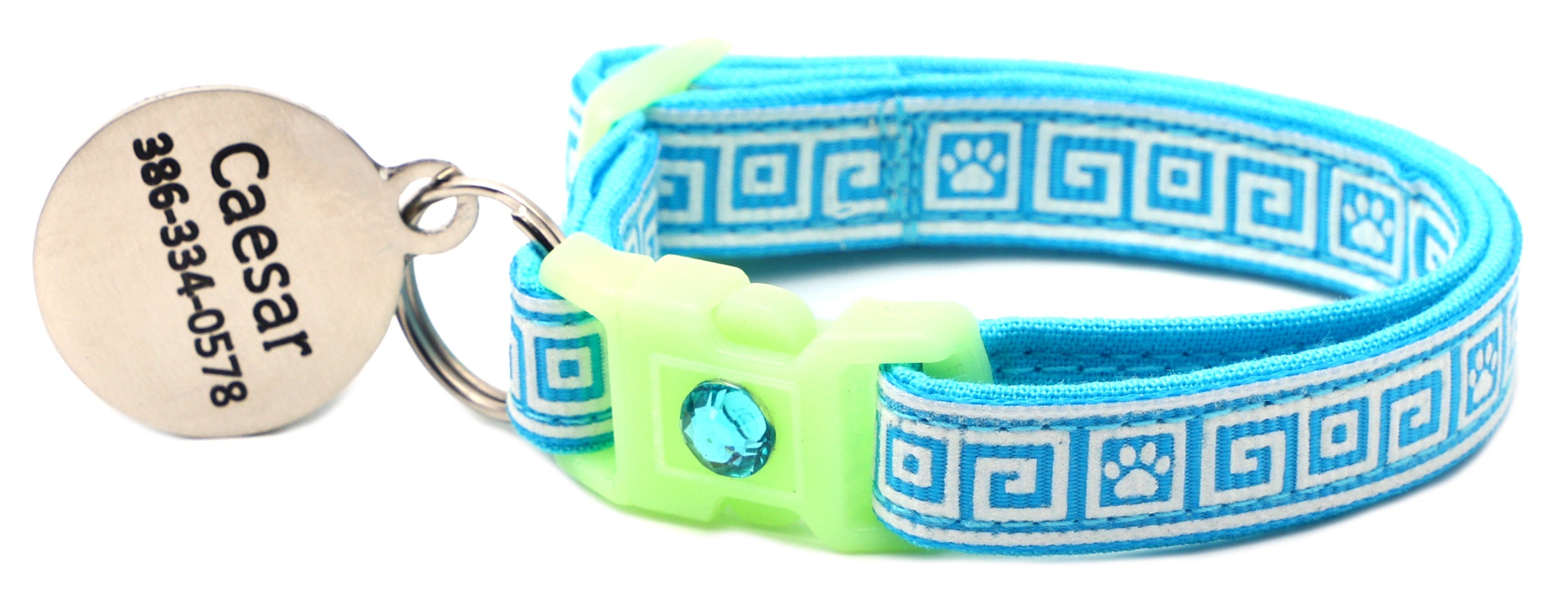 Greek Key Glow-in-the-Dark Breakaway Cat Collar — 8 Colors