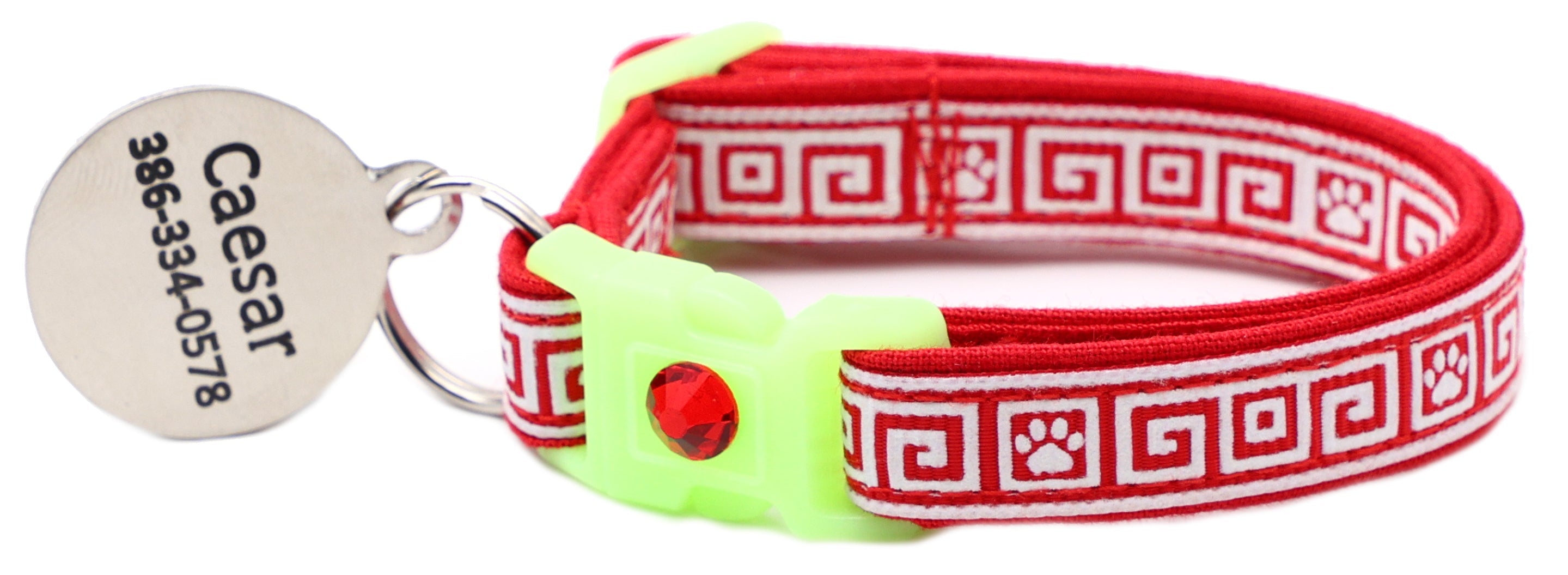 Greek Key Glow-in-the-Dark Breakaway Cat Collar — 8 Colors
