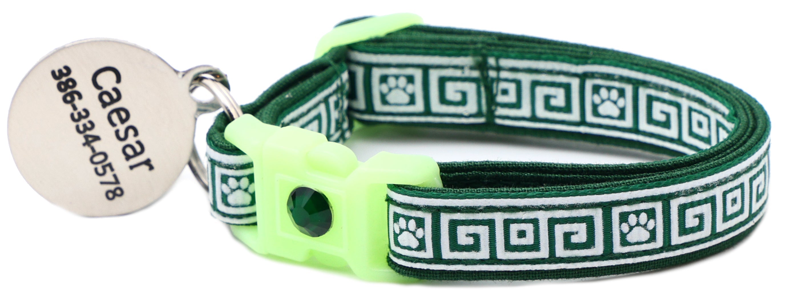 Greek Key Glow-in-the-Dark Breakaway Cat Collar — 8 Colors