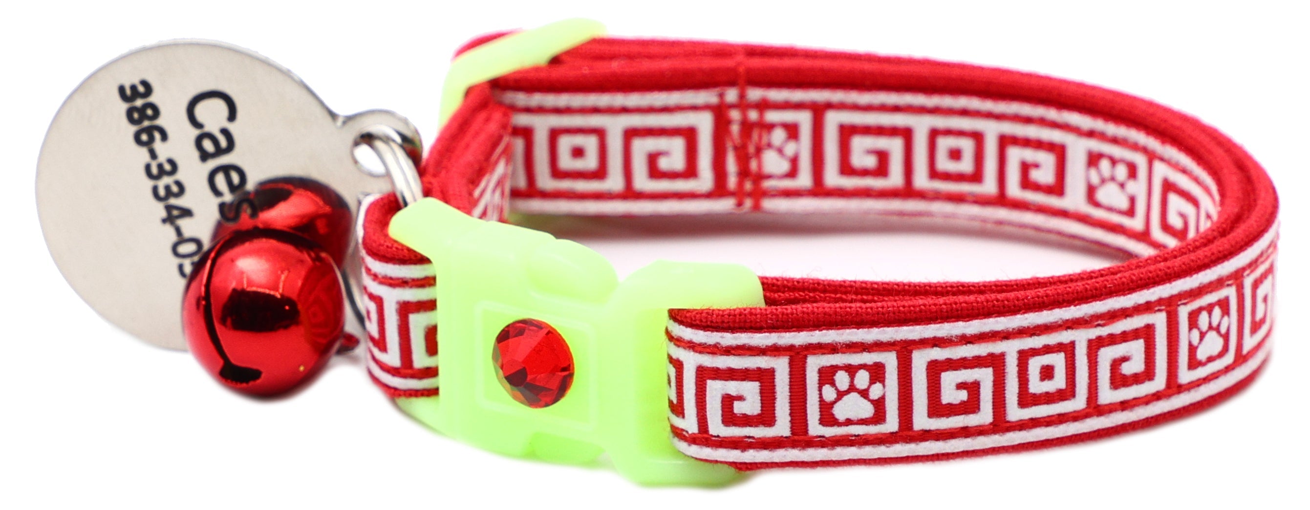 Greek Key Glow-in-the-Dark Breakaway Cat Collar — 8 Colors