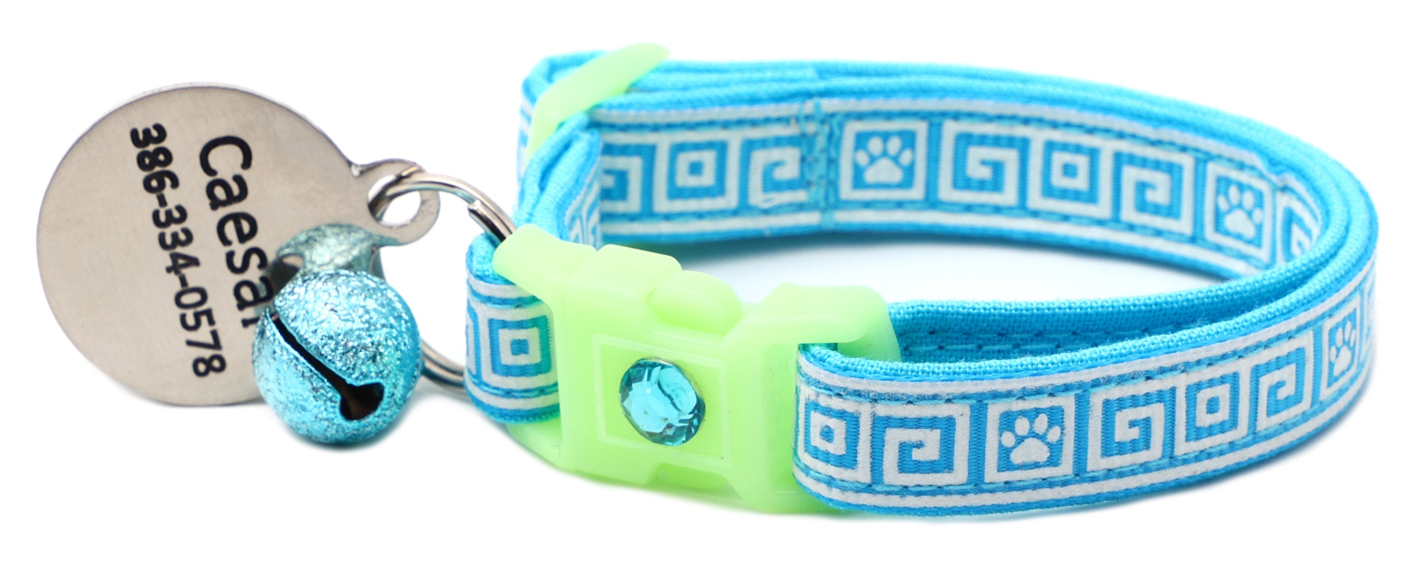 Greek Key Glow-in-the-Dark Breakaway Cat Collar — 8 Colors