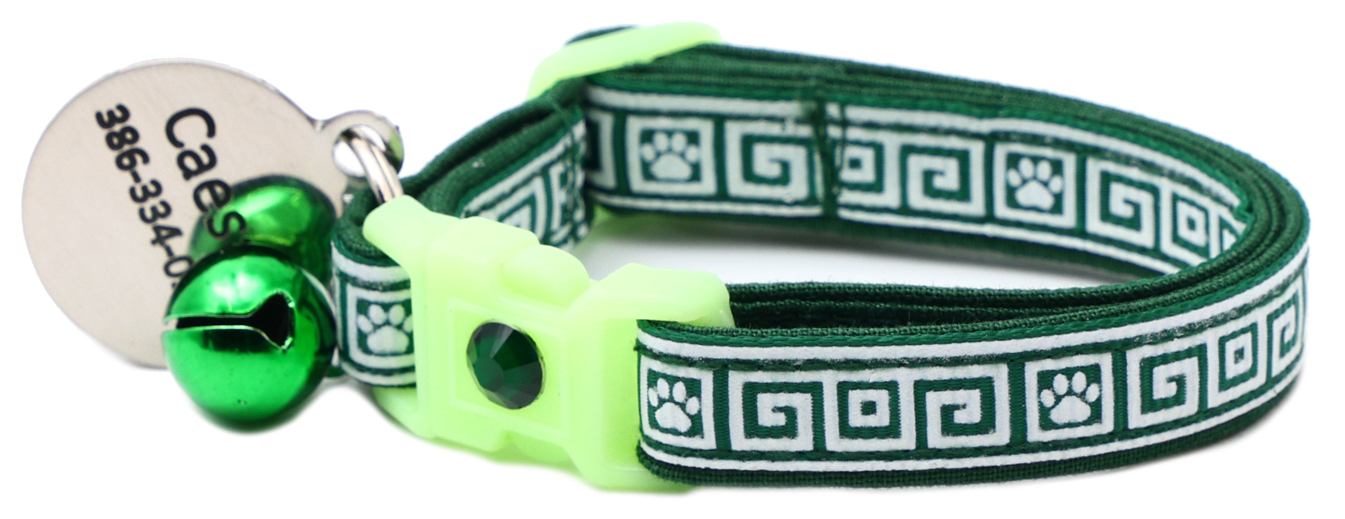 Greek Key Glow-in-the-Dark Breakaway Cat Collar — 8 Colors