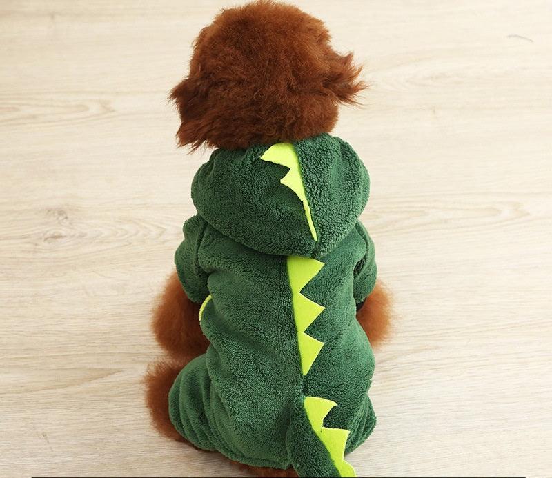 Cozy Coral Fleece Dog Costume — Dinosaur & Lion Styles