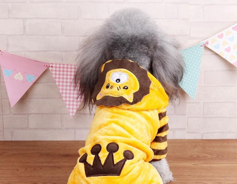Cozy Coral Fleece Dog Costume — Dinosaur & Lion Styles