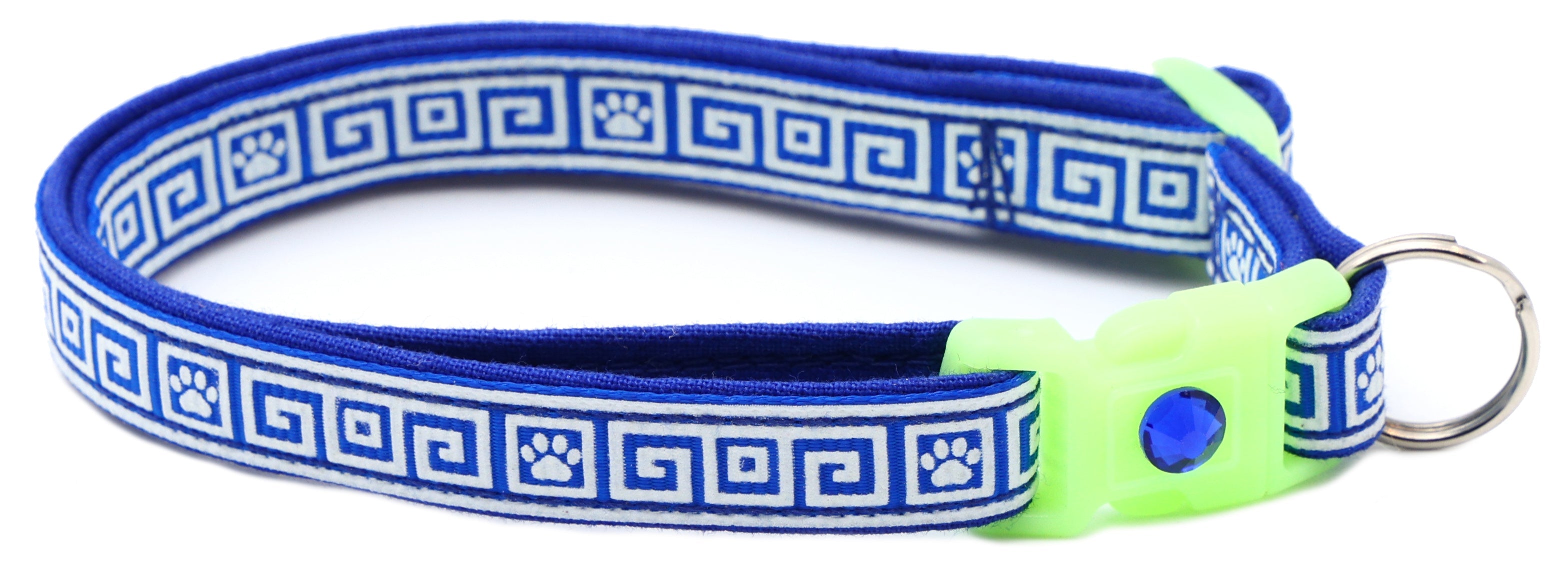 Greek Key Glow-in-the-Dark Breakaway Cat Collar — 8 Colors