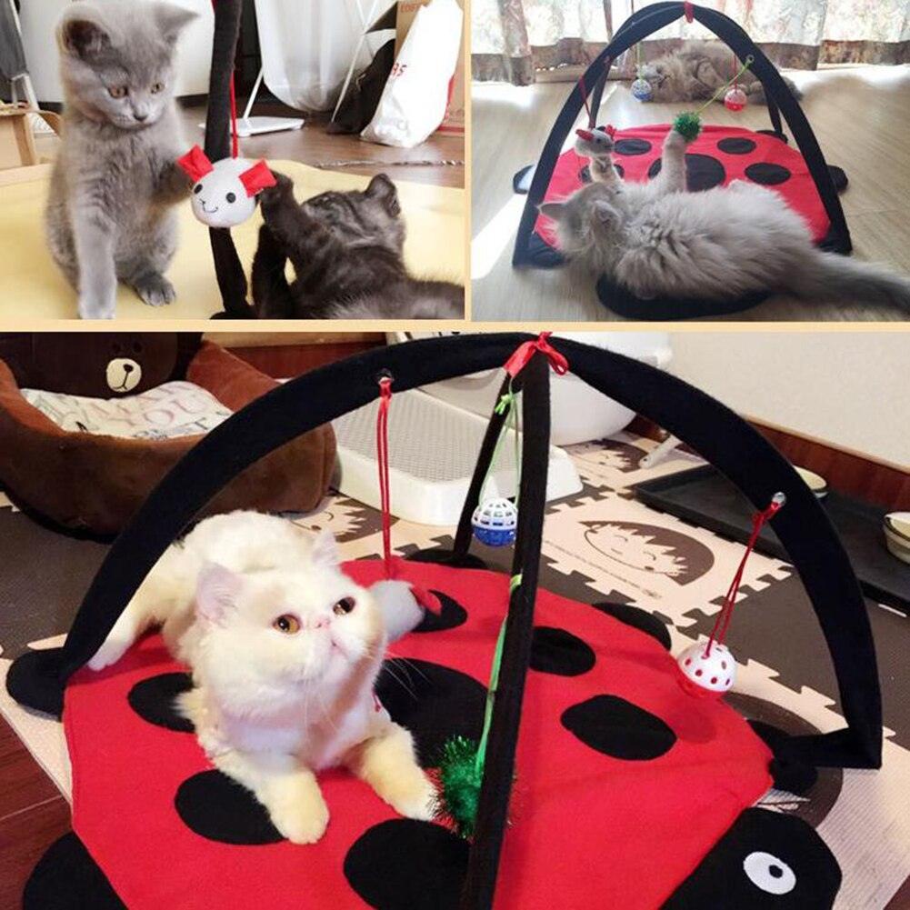 Foldable Cartoon Cat Play Tent & Hammock
