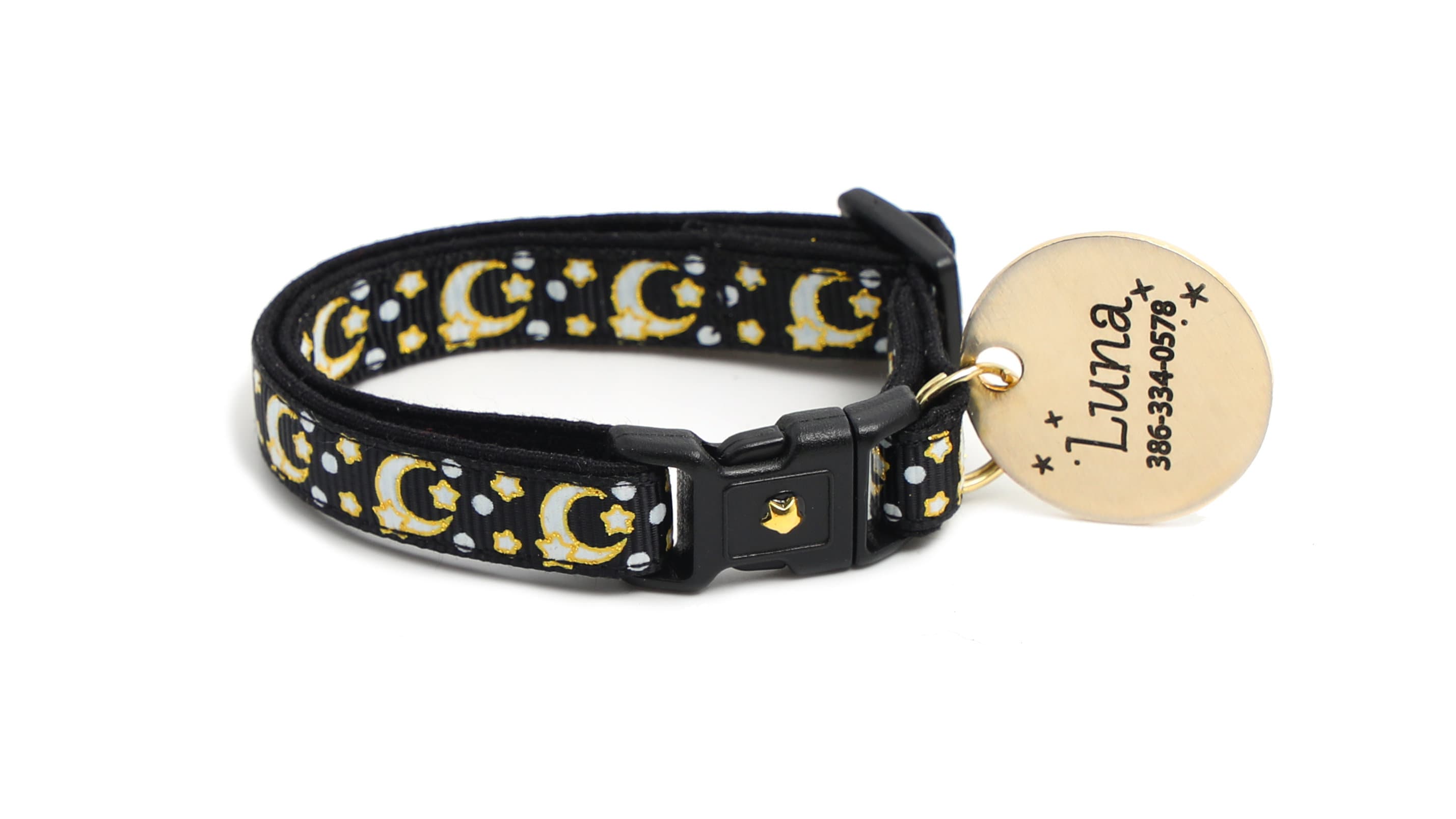 Gold Moons & Stars Glow-in-the-Dark Breakaway Cat Collar
