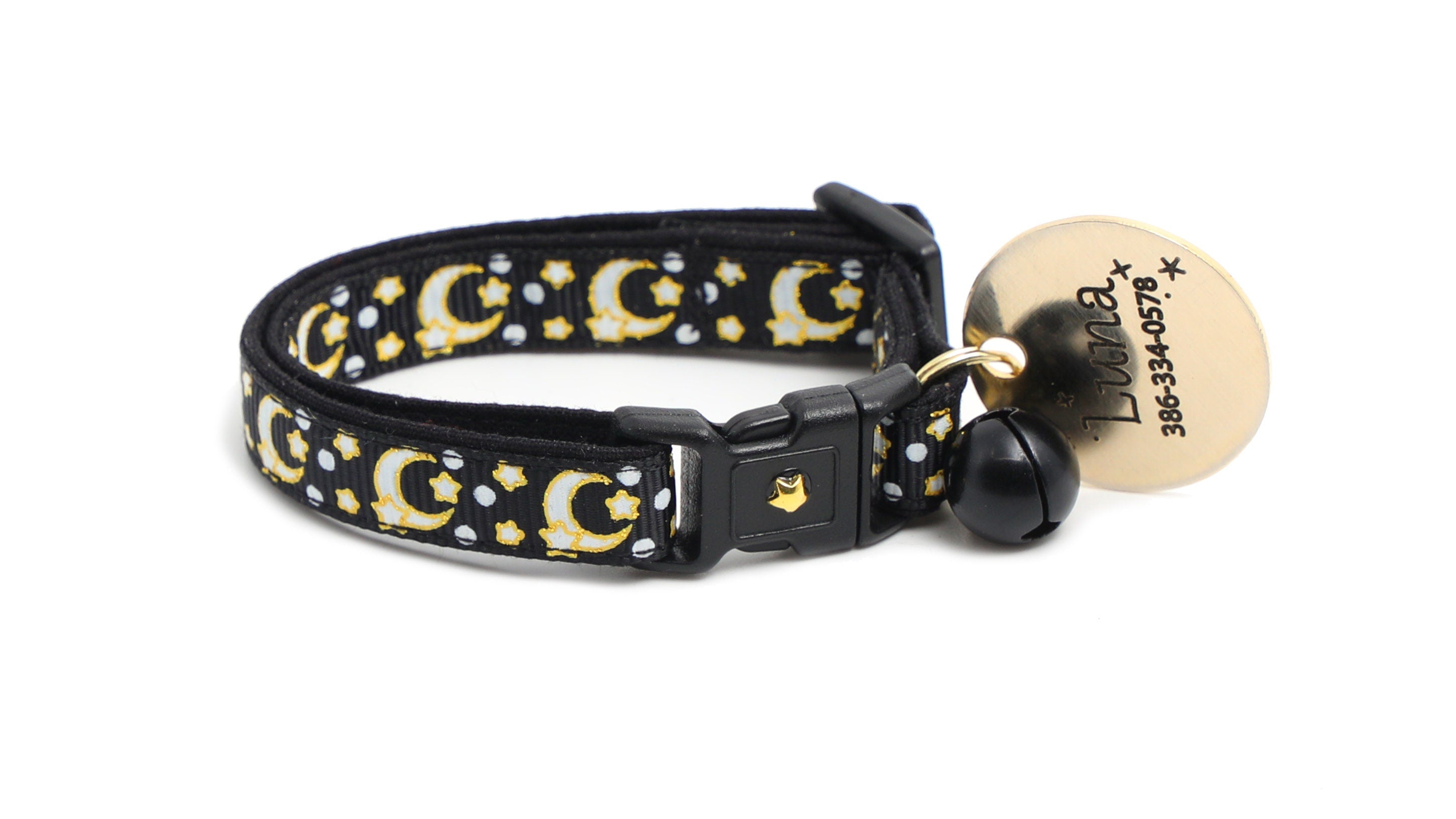 Gold Moons & Stars Glow-in-the-Dark Breakaway Cat Collar