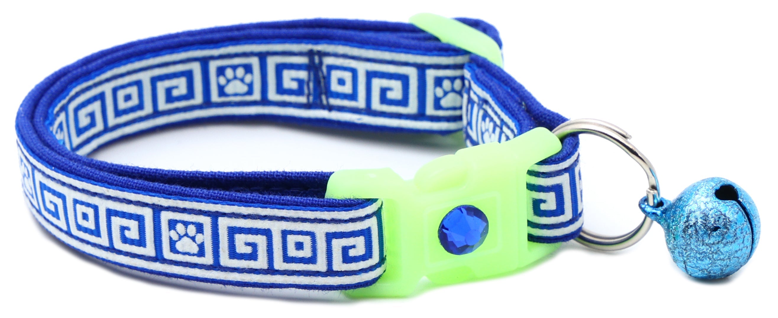 Greek Key Glow-in-the-Dark Breakaway Cat Collar — 8 Colors