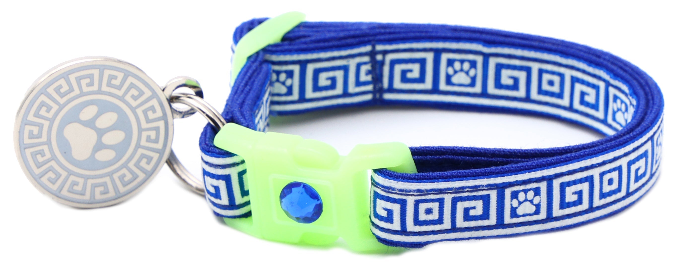 Greek Key Glow-in-the-Dark Breakaway Cat Collar — 8 Colors