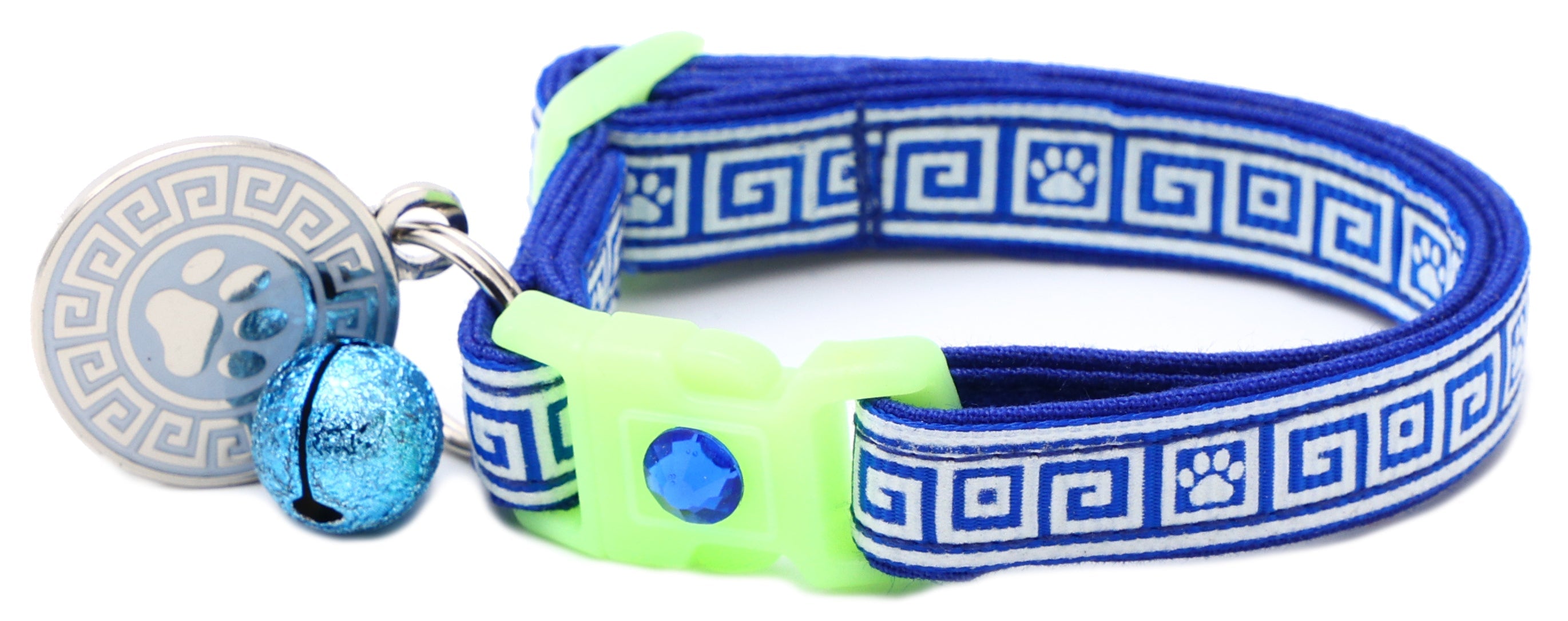 Greek Key Glow-in-the-Dark Breakaway Cat Collar — 8 Colors