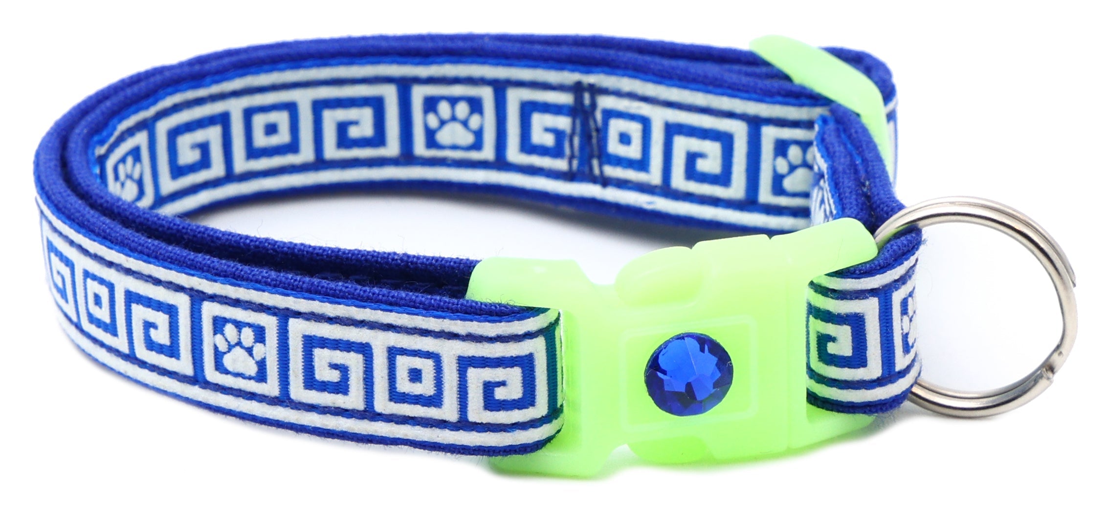 Greek Key Glow-in-the-Dark Breakaway Cat Collar — 8 Colors