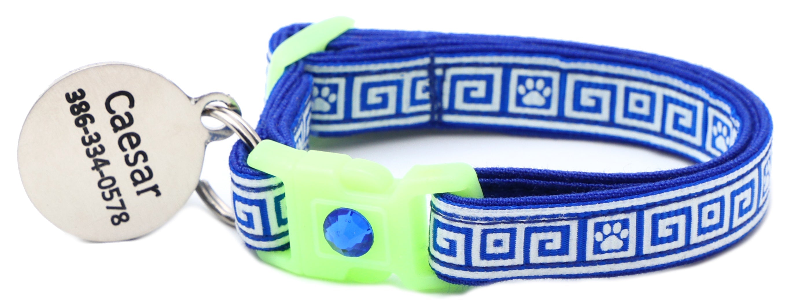 Greek Key Glow-in-the-Dark Breakaway Cat Collar — 8 Colors