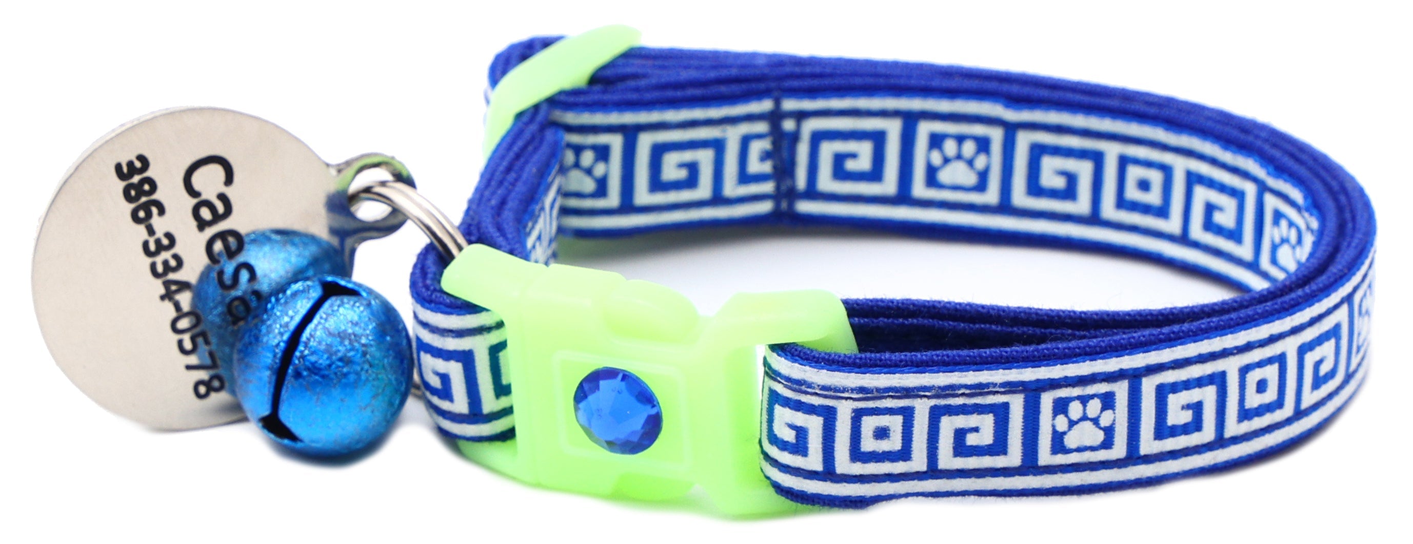 Greek Key Glow-in-the-Dark Breakaway Cat Collar — 8 Colors